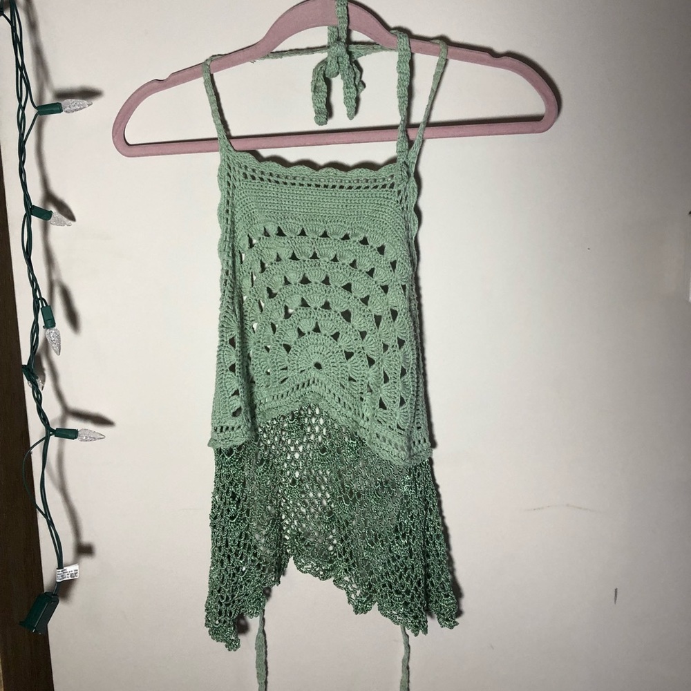 UO festival wrap lace mint top